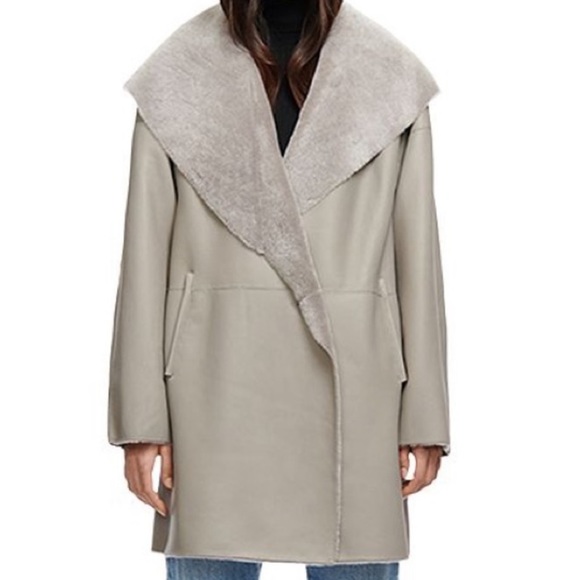 HiSO Baylie Reversible Hooded Shearling Coat NWT - Picture 4 of 8
